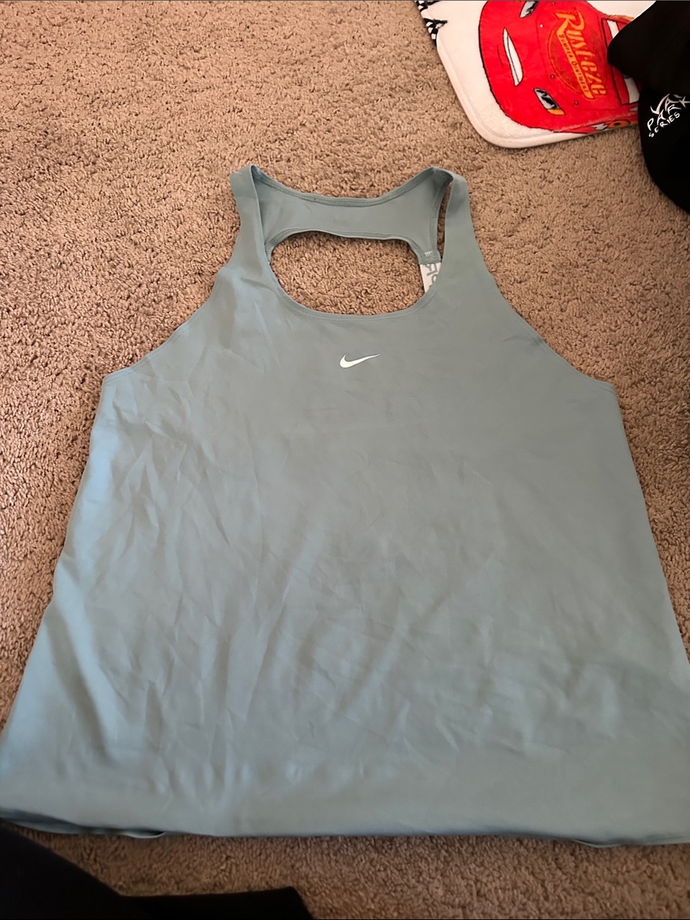 Nike Women's Dusty Blue Racerback Tank with White Swoosh